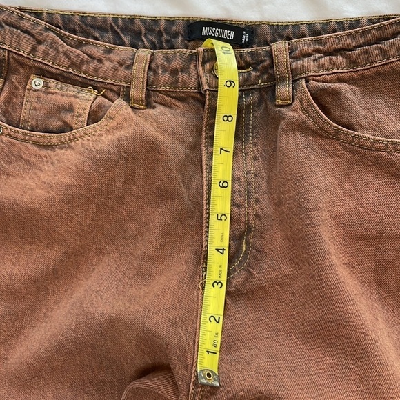 MISSGUIDED Women’s 4R Rust Wash Wrath Split Hem Jeans Straight Street Indie Goth - Picture 9 of 12